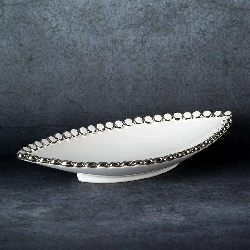 Elora Patera ceramiczna biała+srebro