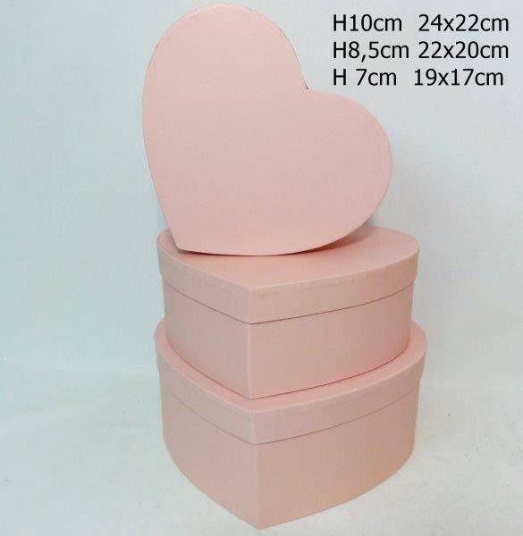 Pudełka SERCA W9114 kpl.3szt różowe