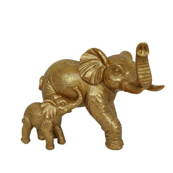 Słoń złoty duży z dzieckiem