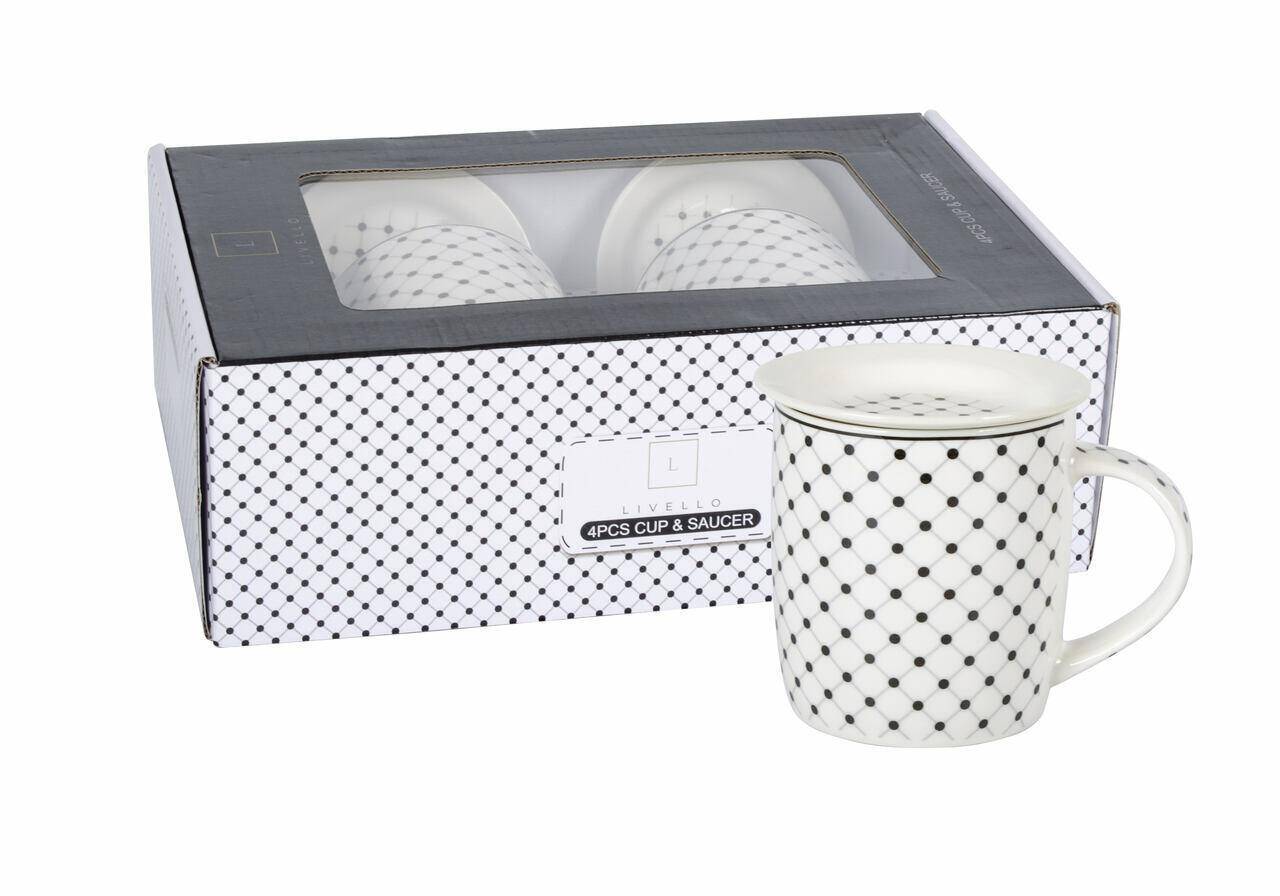 Kubki kpl 2szt 340ml spodek+łyżeczka