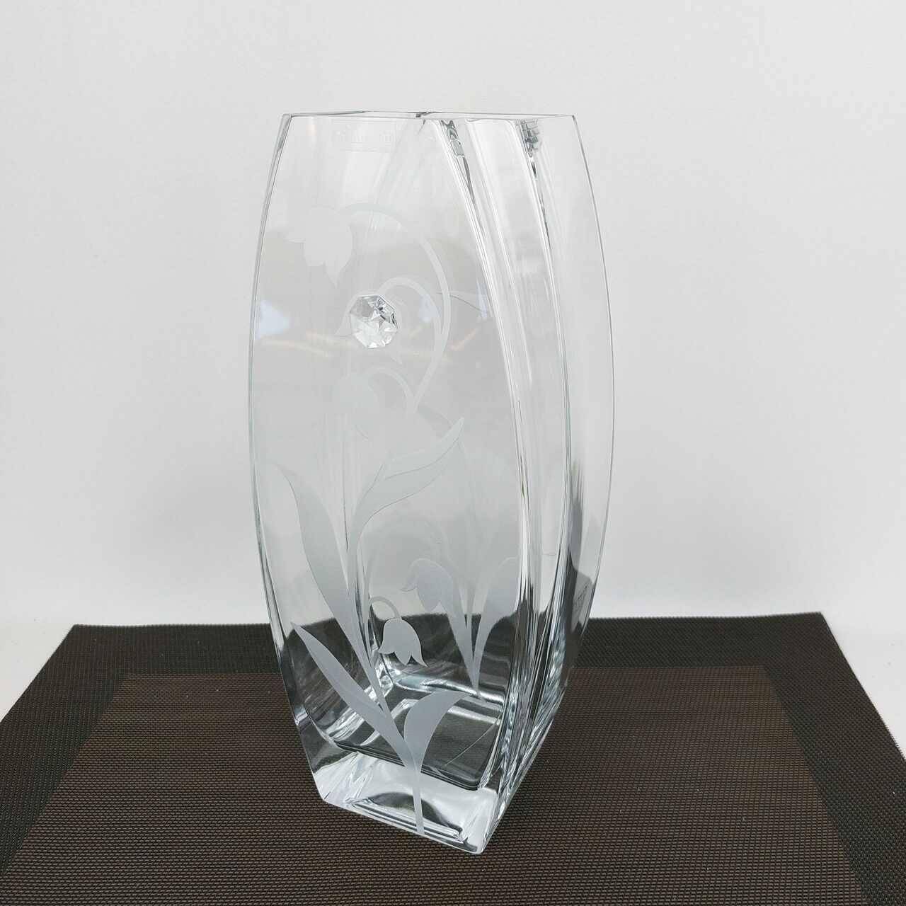 Wazon szklany z kryształem 32,5cm