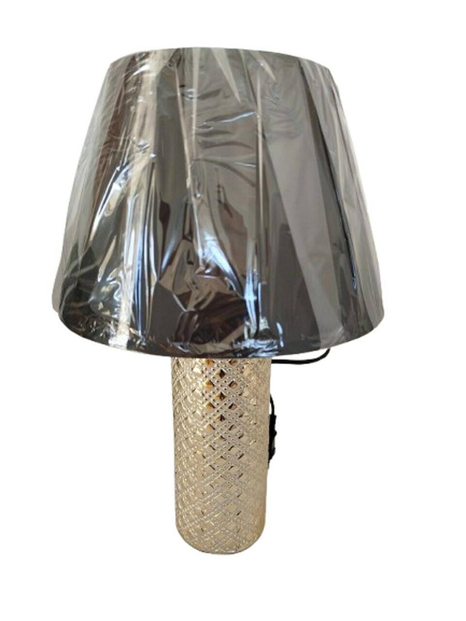 Lampa ceramiczna z abażurem złota