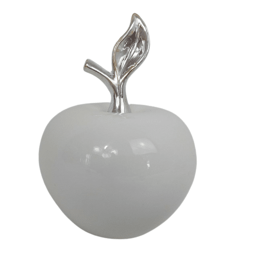 Jabłko ceramiczne ze srebrnym listkiem