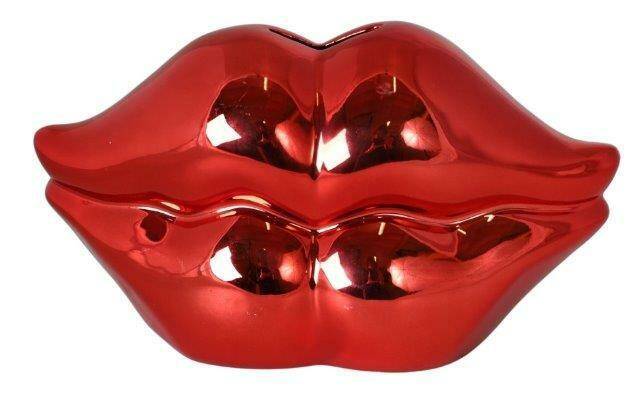 Skarbonka ceramiczna usta czerwone duże