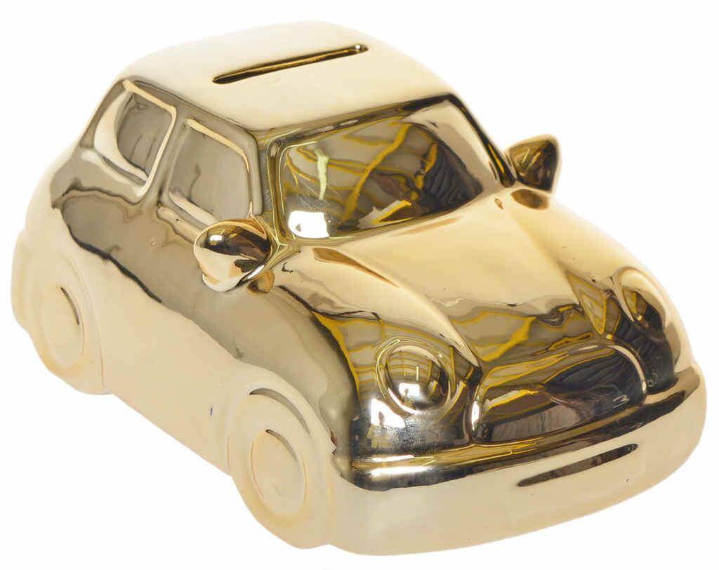 Skarbonka ceramiczna auto złote