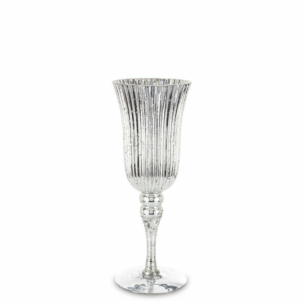Świecznik szklany srebrny 30cm 146374