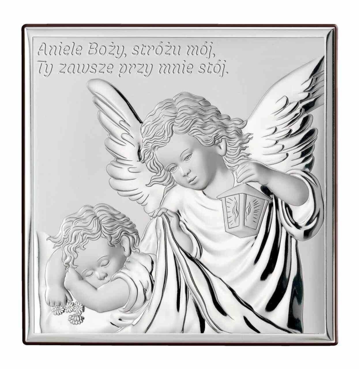 Obrazek posrebrzany Anioł 14x14cm