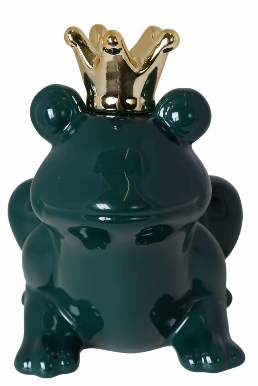 Skarbonka ceramiczna żaba zielona złota
