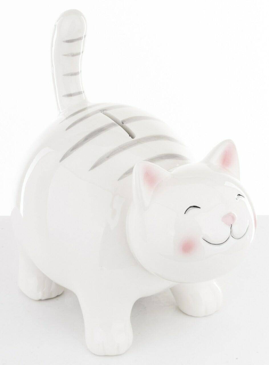 Skarbonka ceramiczna kot  biały