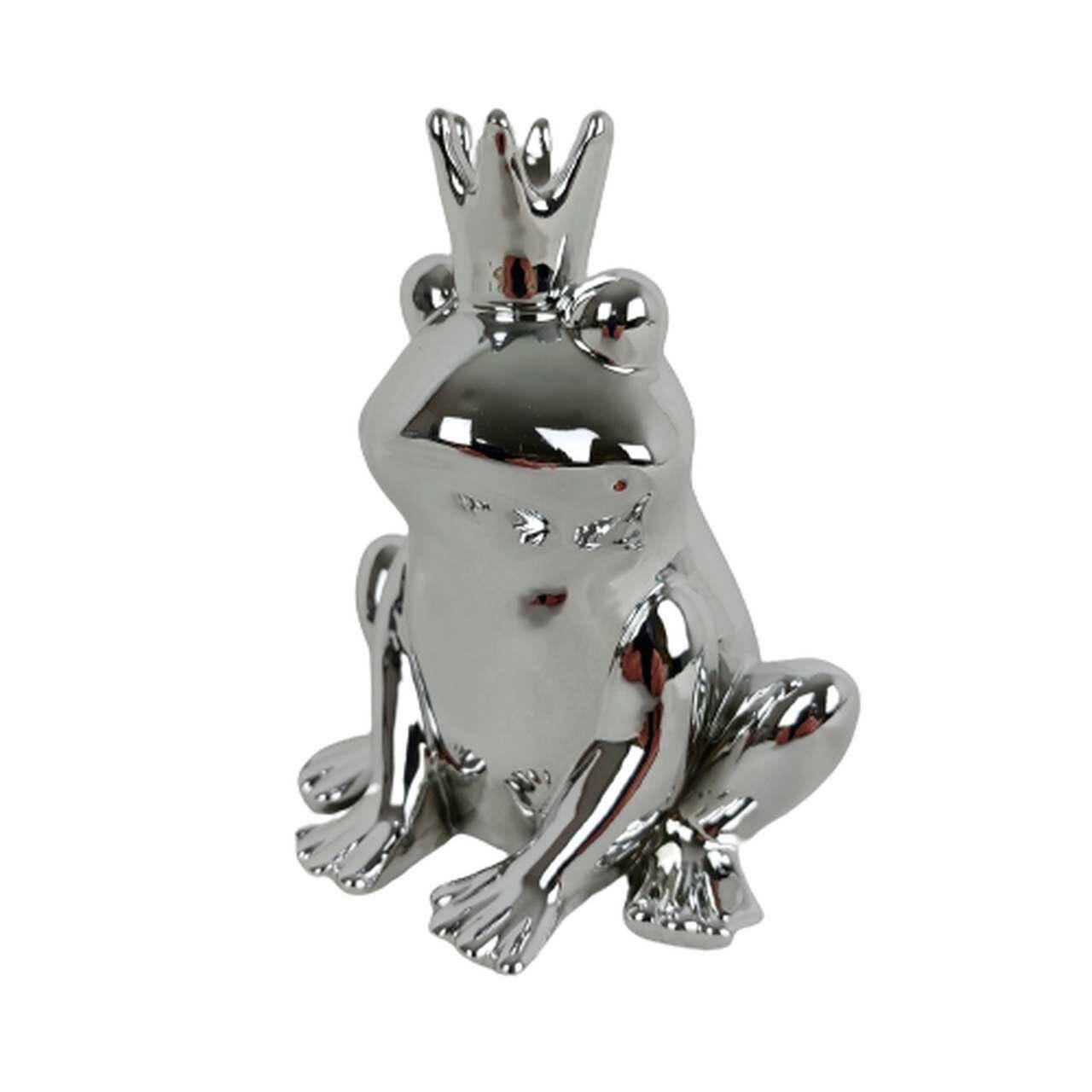 Figurka Żaba srebrna z koroną TG46389-2