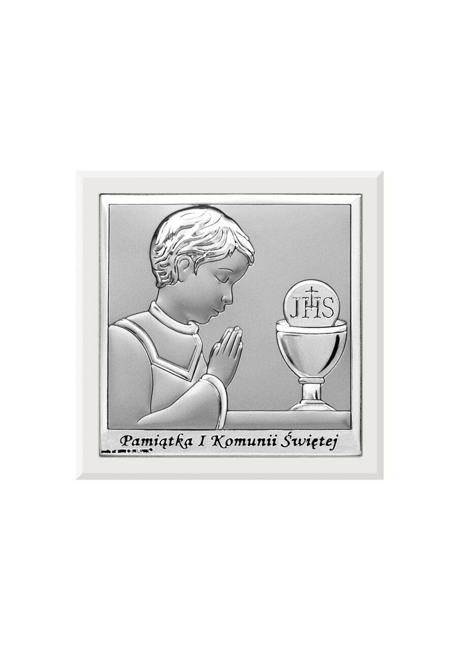 Obrazek posrebrzany Komunia 14x14cm