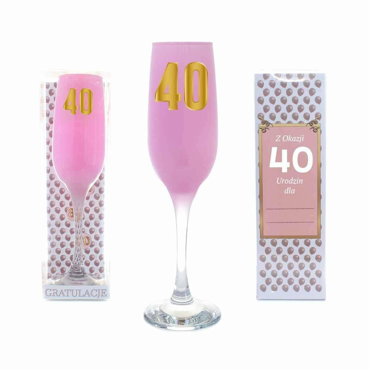 Kielich jubileuszowy szampan różowy 40