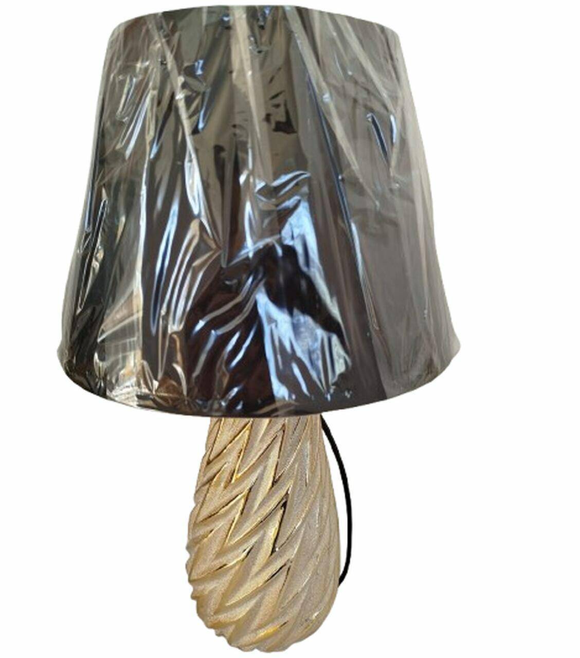 Lampa ceramiczna z abażurem złota