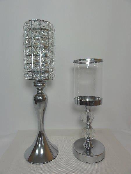 Glass candle holders with cristals