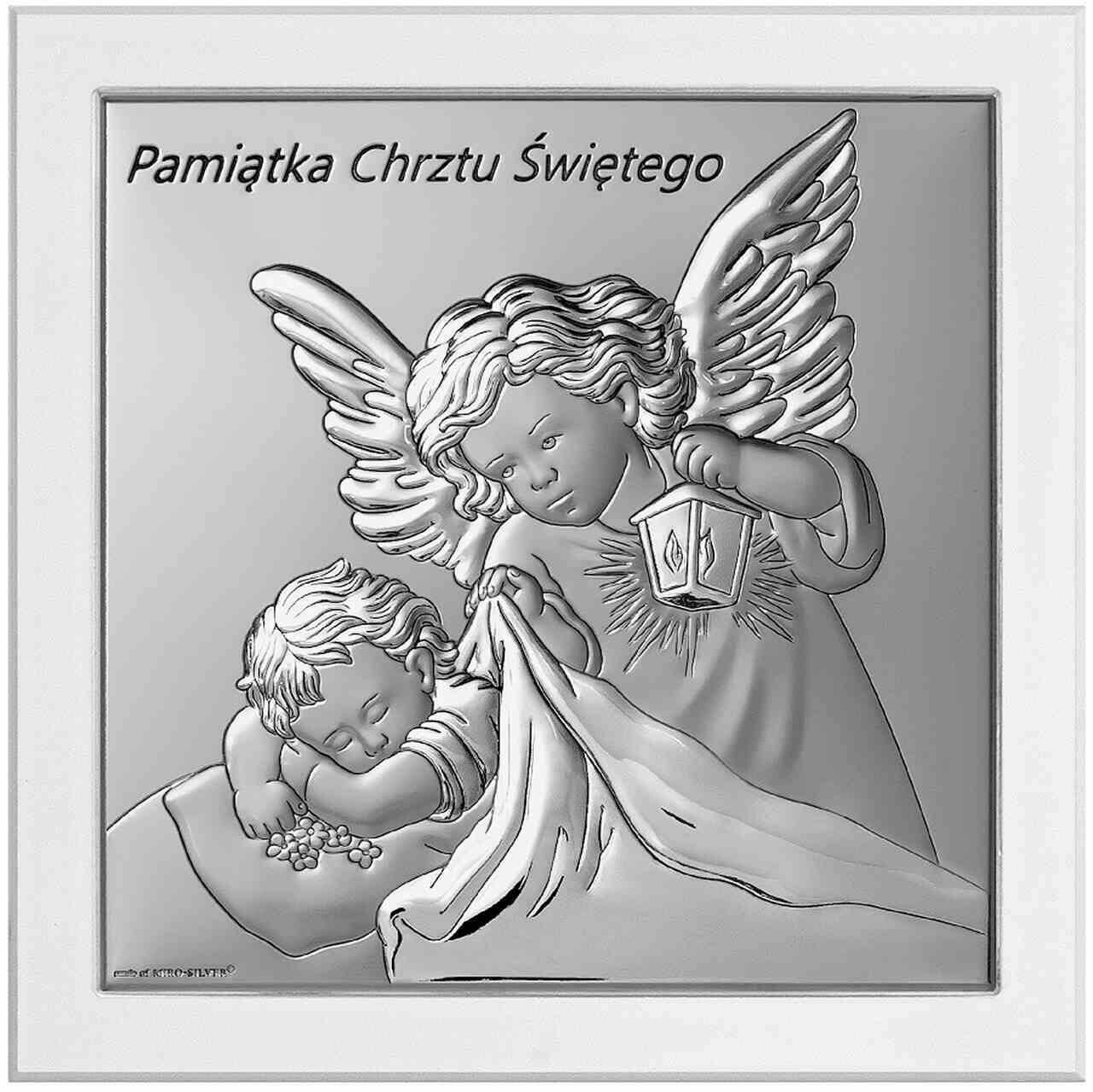 Obrazek posrebrzany Chrzest 14x14cm