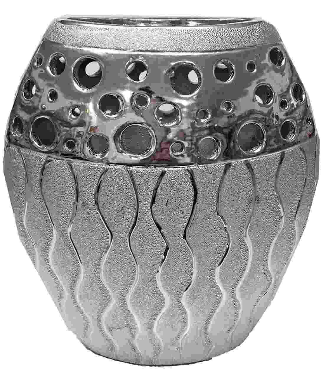 Wazon ceramiczny srebrny 23cm