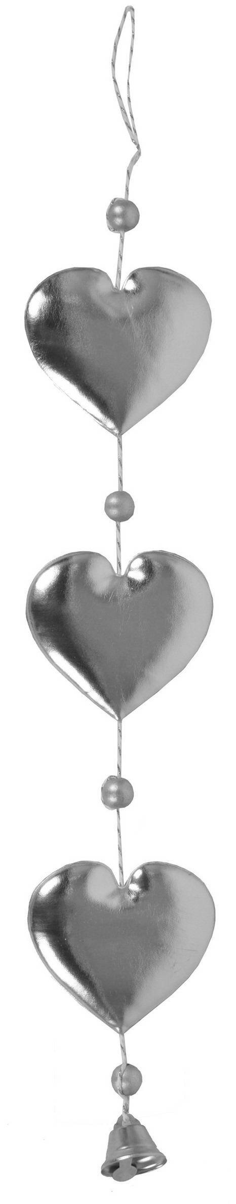 Sznur świąteczny srebrny z sercami/dzwon