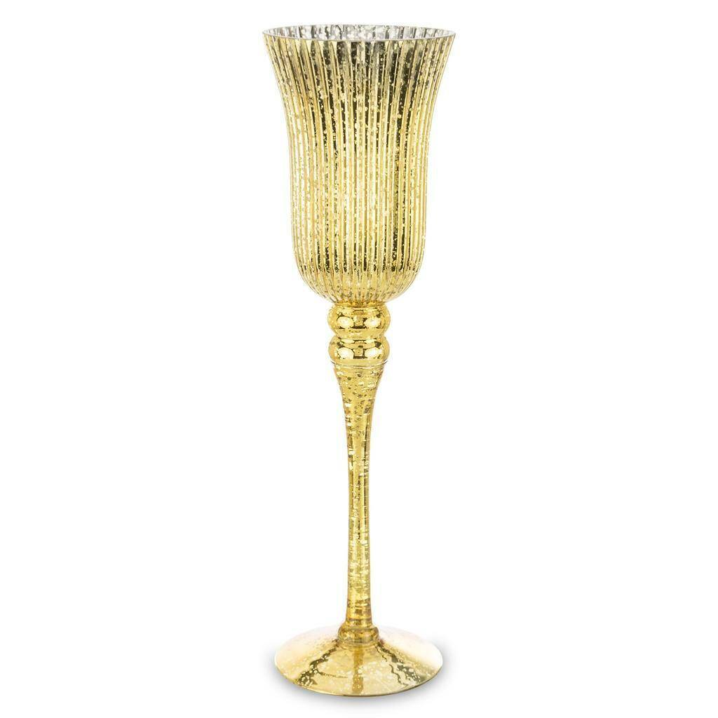Świecznik szklany złoty 40cm 146375