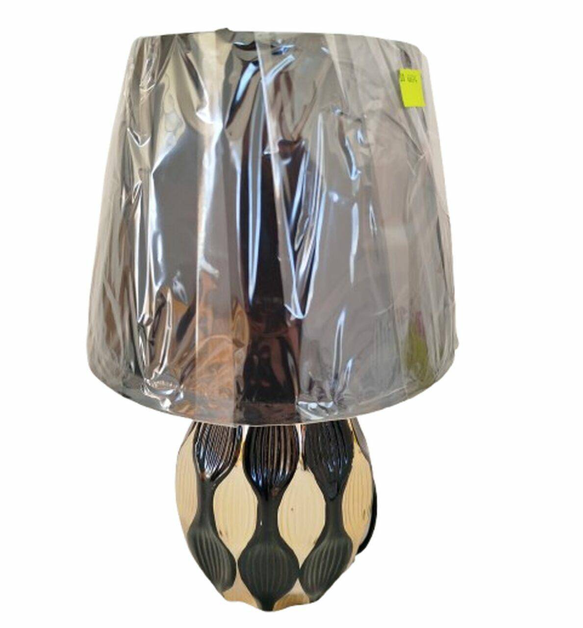 Lampa ceramiczna z abażurem złoto-czarna