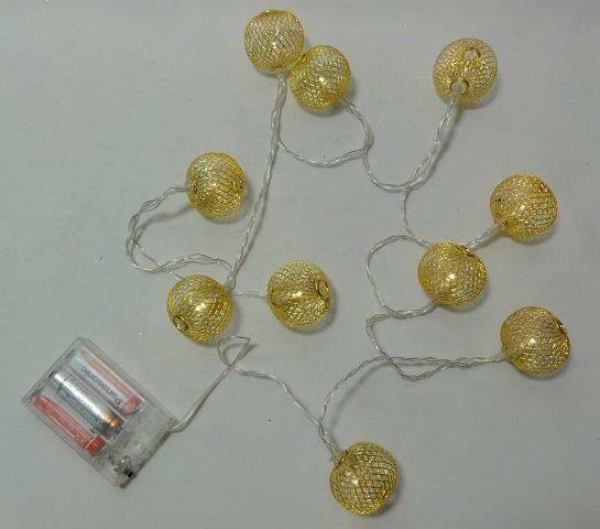 Lampki LED metalowe złote kulki 150cm