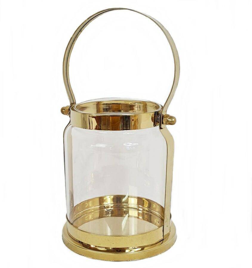Lampion szklany złoty 15x12cm