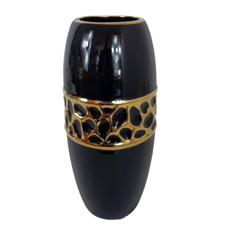 Madlen wazon czarno-złoty 32cm 370804
