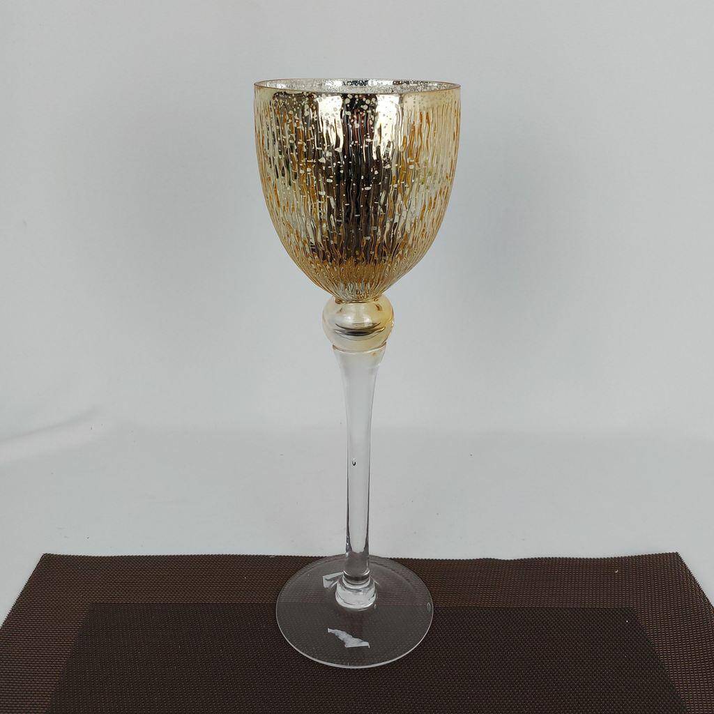 Świecznik szklany złoty 35cm TG60782