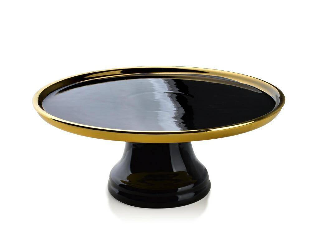 Patera ceramiczna na nodze czarna