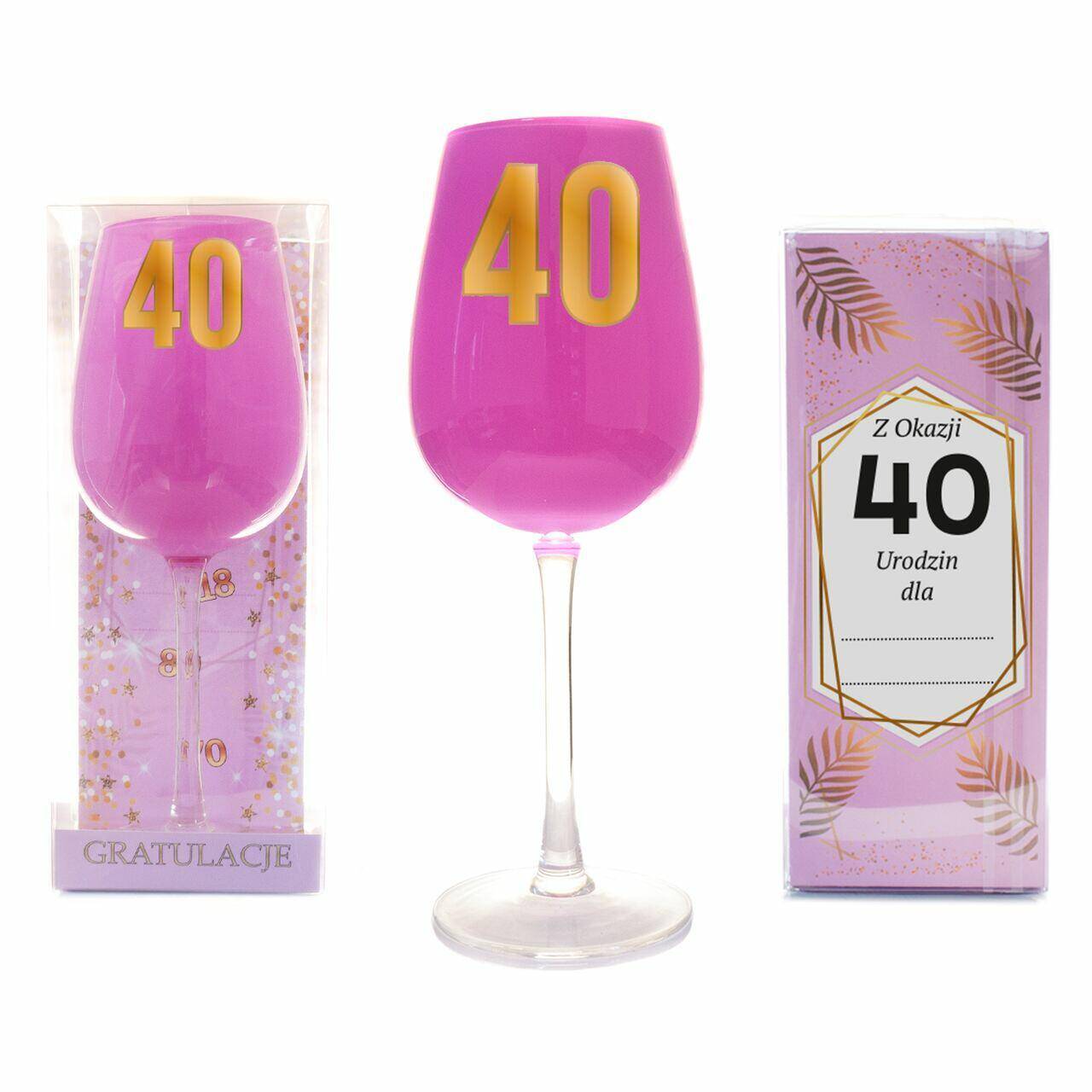 Kielich jubileuszowy wino różowy 40
