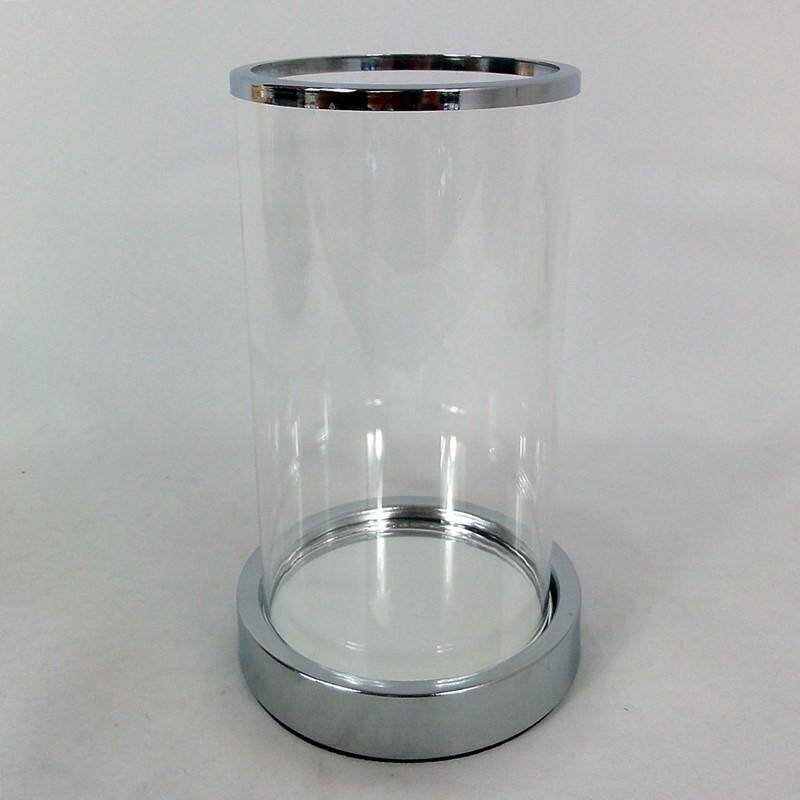 Świecznik szklany lustro srebrny 20cm