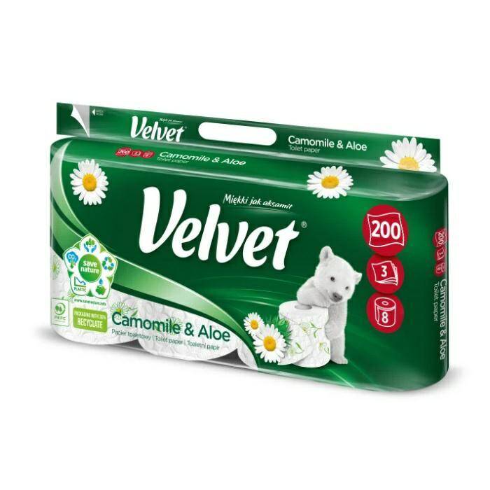 PAPIER TOALETOWY VELVET A8 CAMOMILE ALOE