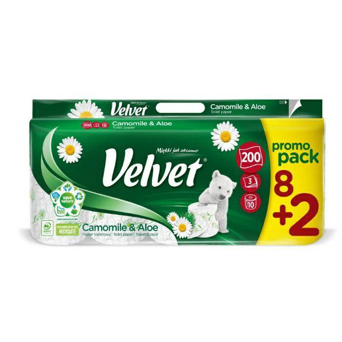 PAPIER TOALETOWY VELVET A8+2 CAMOMILE