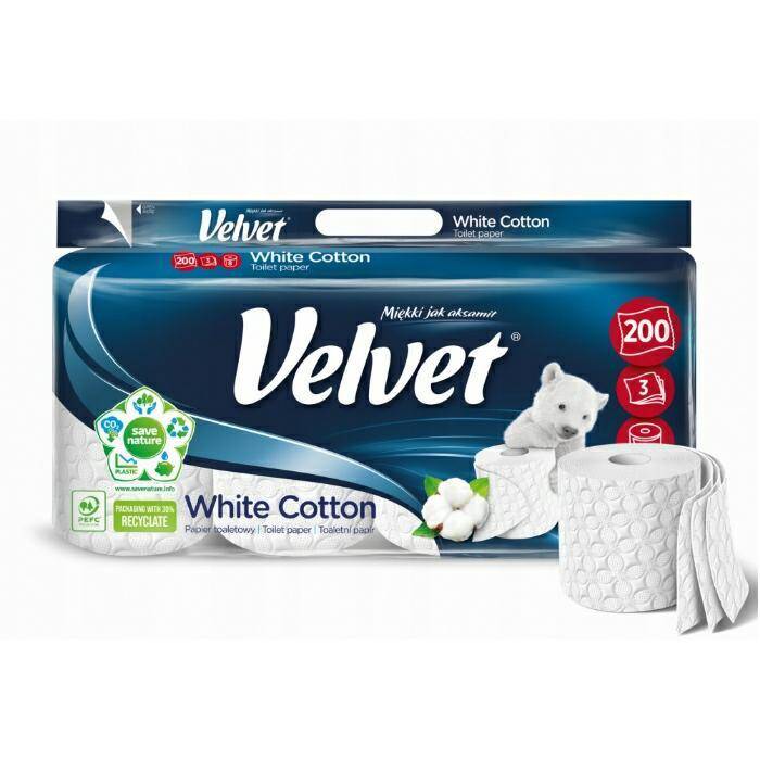 PAPIER TOALETOWY VELVET A8 WHITE COTTON