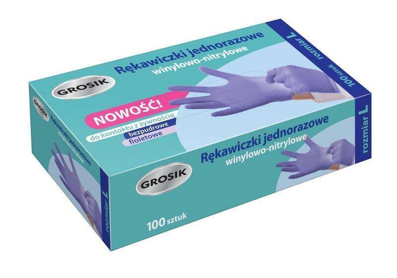 RĘKAWICE WINYL-NITRLOWE FIOLETOWE L A100