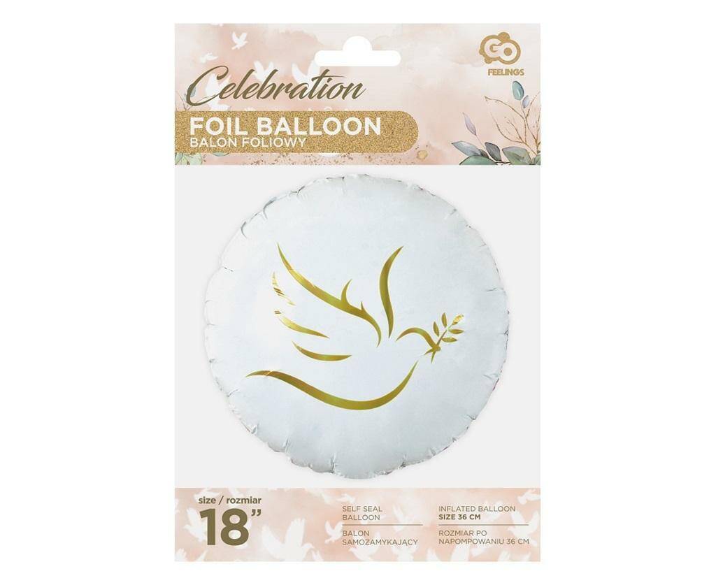 BALON FOLIOWY 18 ZŁOTY GOŁĄBEK 0689