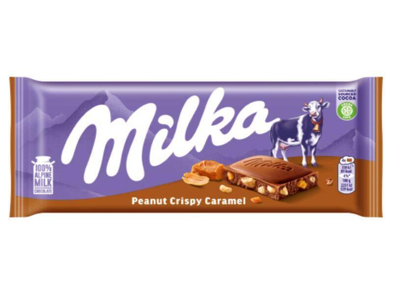 CZEKOLADA MILKA 90G PEANUT CRISPY CARMEL