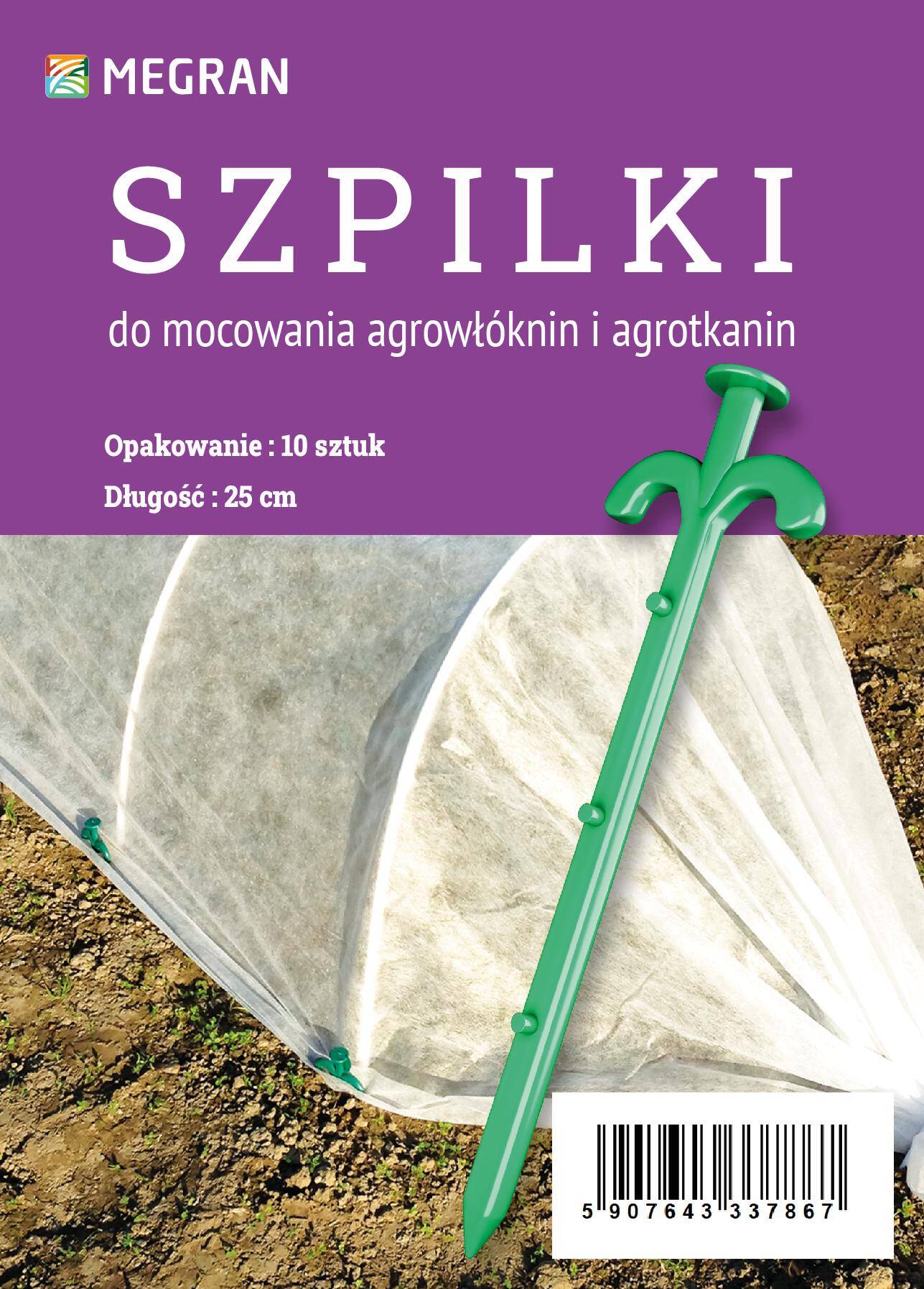 Szpilki do Agrowłók. ziel.25cm 10 sztuk