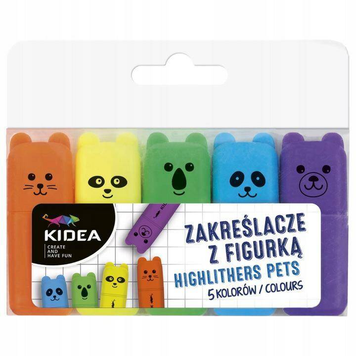 Zakreślacze KIDEA z figurką 5-kol 97357