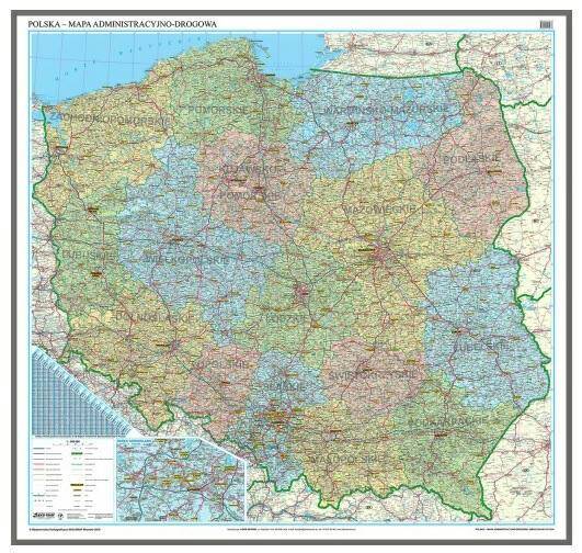 MAPA POLSKI ścienna korkowa admin-drogow