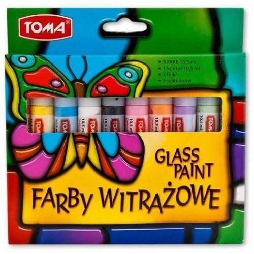 Farby witrażowe 9-kol. + konturówka