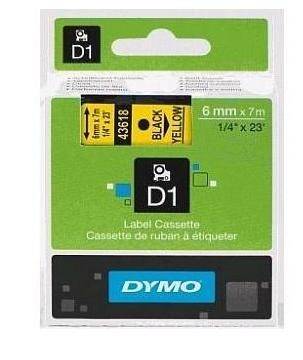 Taśma DYMO 6mm/7m czarno/żółta 43618 S07