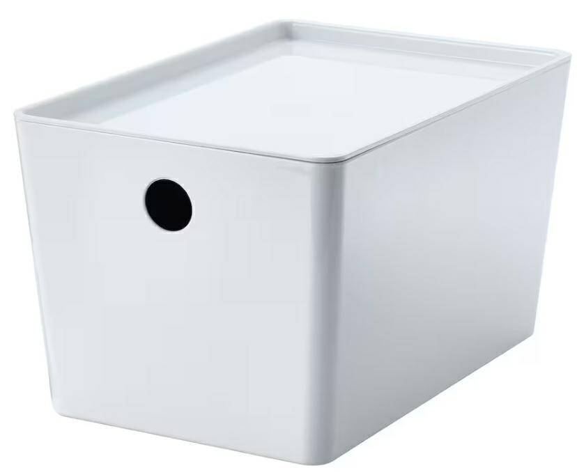 Ikea Pojemnik KUGGIS biały z pokrywką