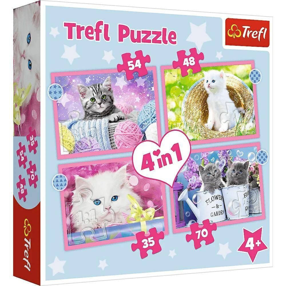 TREFL puzzle 4w1 zabawne kotki 34396