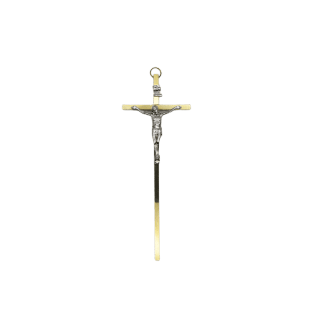Krzyż metalowy złoty lub srebrny, 18 cm