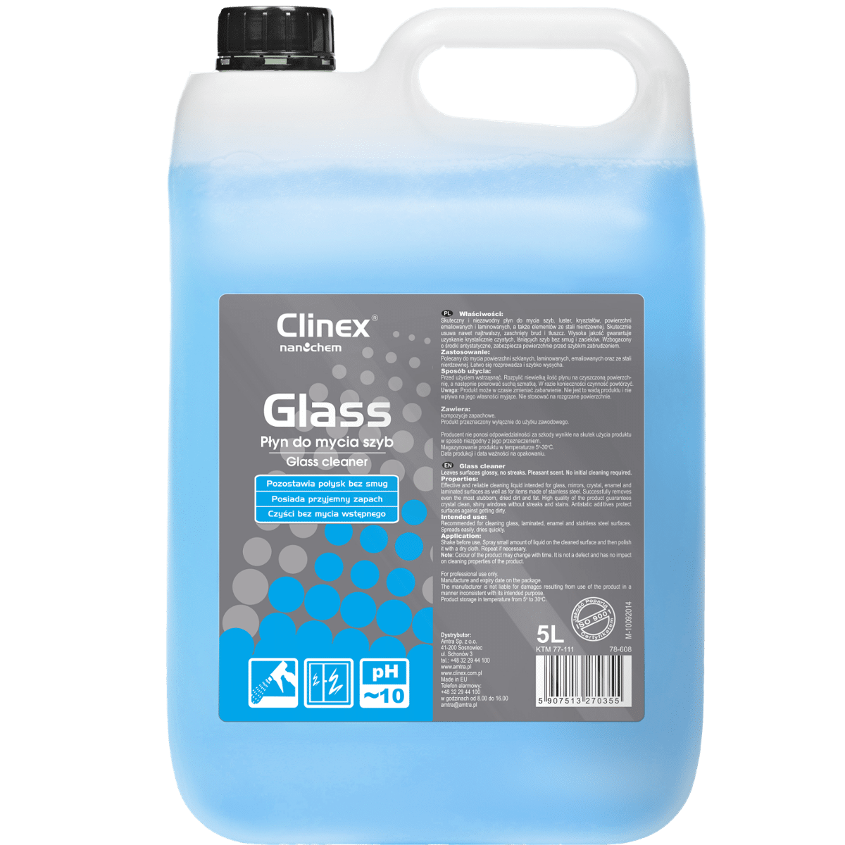 CLINEX Glass 5l Płyn do Mycia Szyb Kryształów Luster