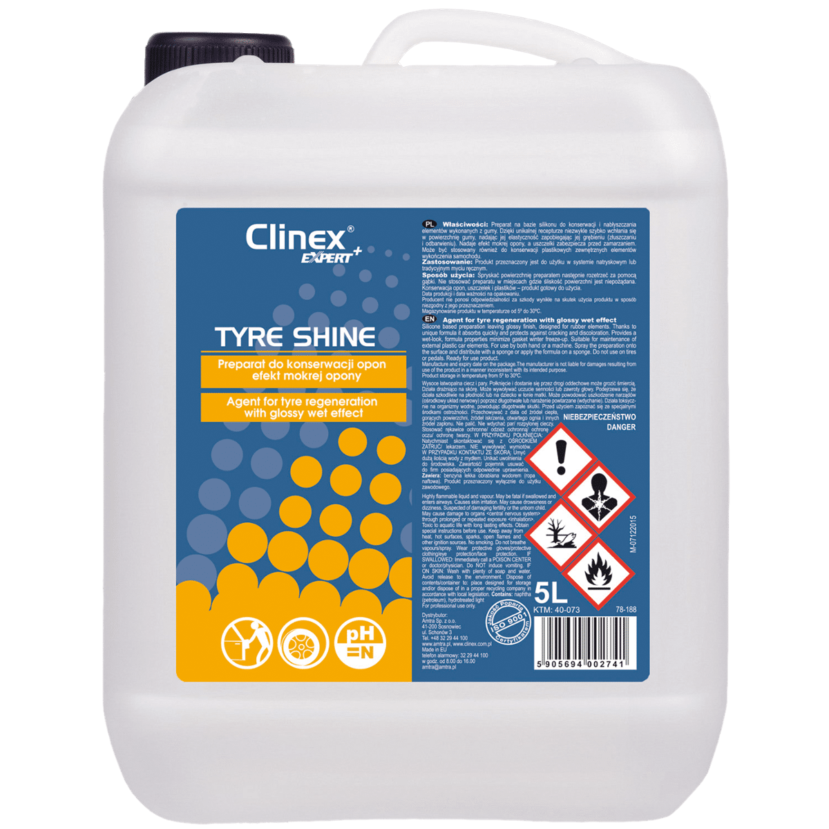 CLINEX EXPERT+ Tyre Shine 5l Preparat do Konserwacji i Nabłyszczania Elementów Gumowych
