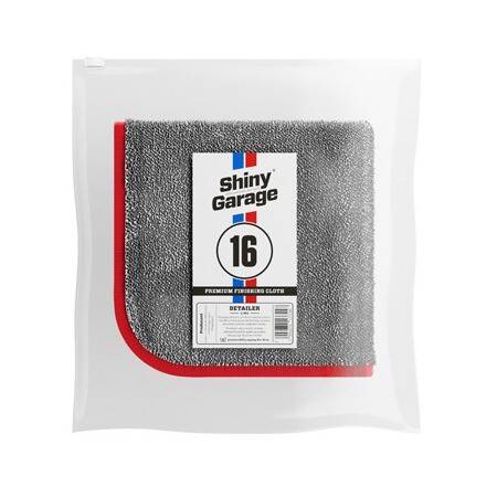 SHINY GARAGE Premium Finishing Cloth 40x40cm 600g Mikrofibra Szara z Czerwonym Obszyciem