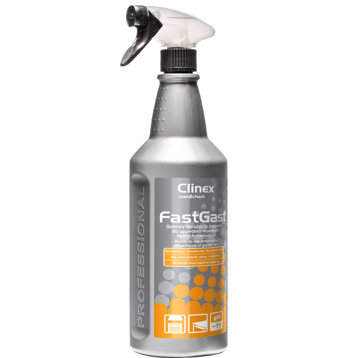 CLINEX Fast Gast 1l Preparat do Usuwania Wszelkich Tłustych i Olejowych Zabrudzeń