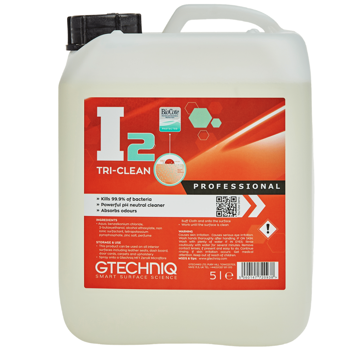 GTECHNIQ I2 Tri-Clean AB 5l Antybkteryjny Środek do Czyszczenia Wnętrza