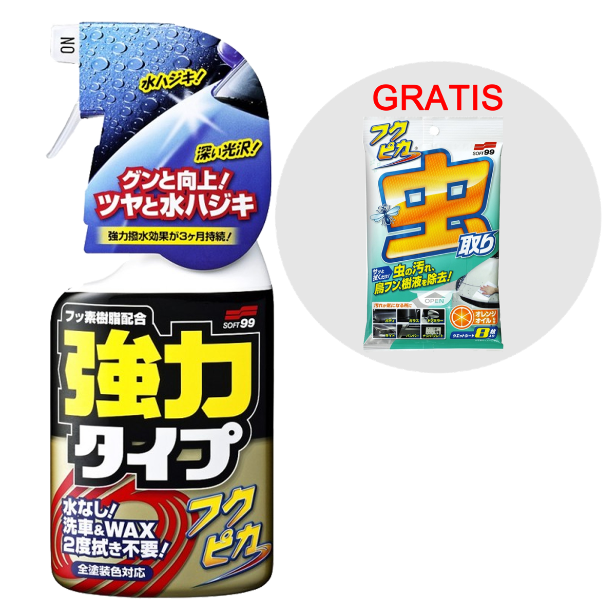SOFT99 Zestaw Fukupika Spray Strong Type 400ml + Fukupika Bugs & Droppings Removal
